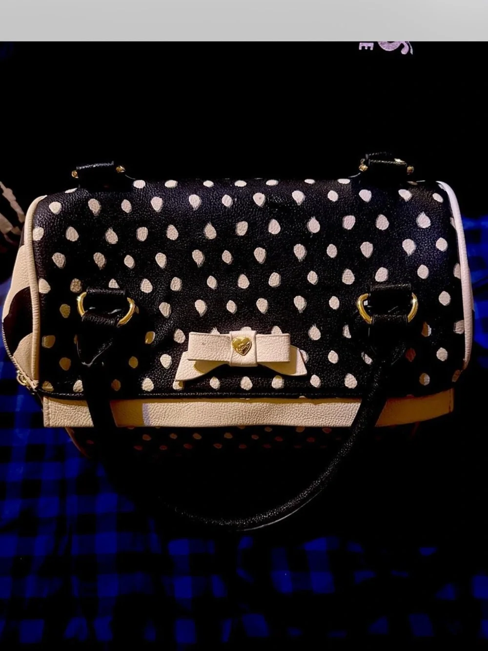 Betsey Johnson Black Polka Dot insulated cooler bag great for lunchbox or makeup